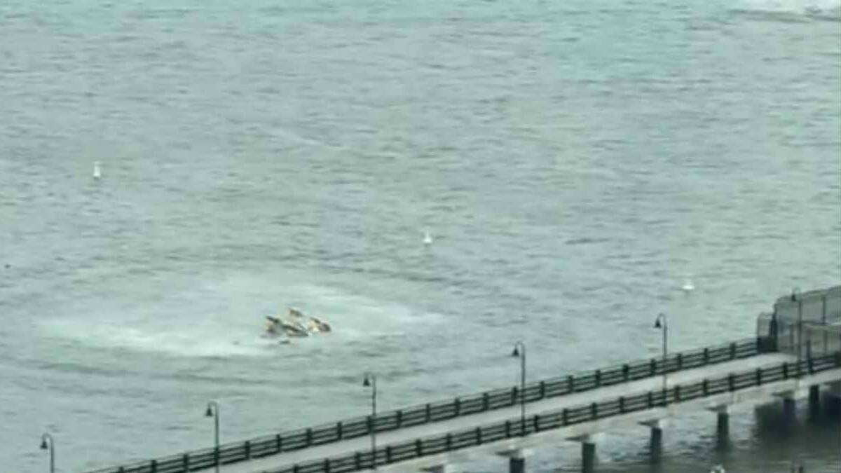 Caída de helicóptero en el río Hudson. Foto: captura