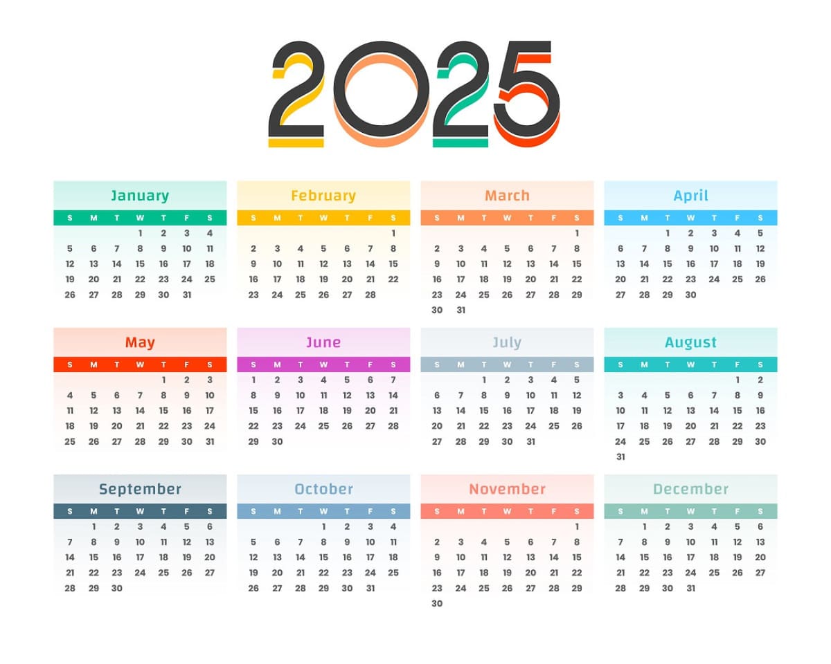 Calendario 2025. Foto: Freepik.