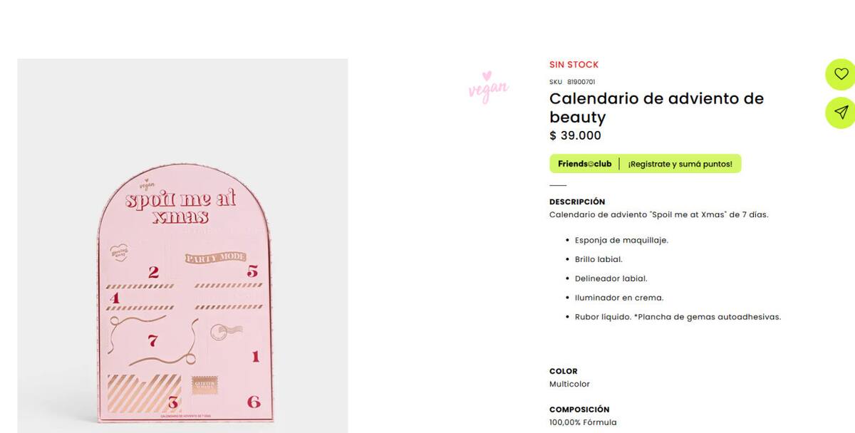 Calendario de adviento de Todomoda. Foto: captura web
