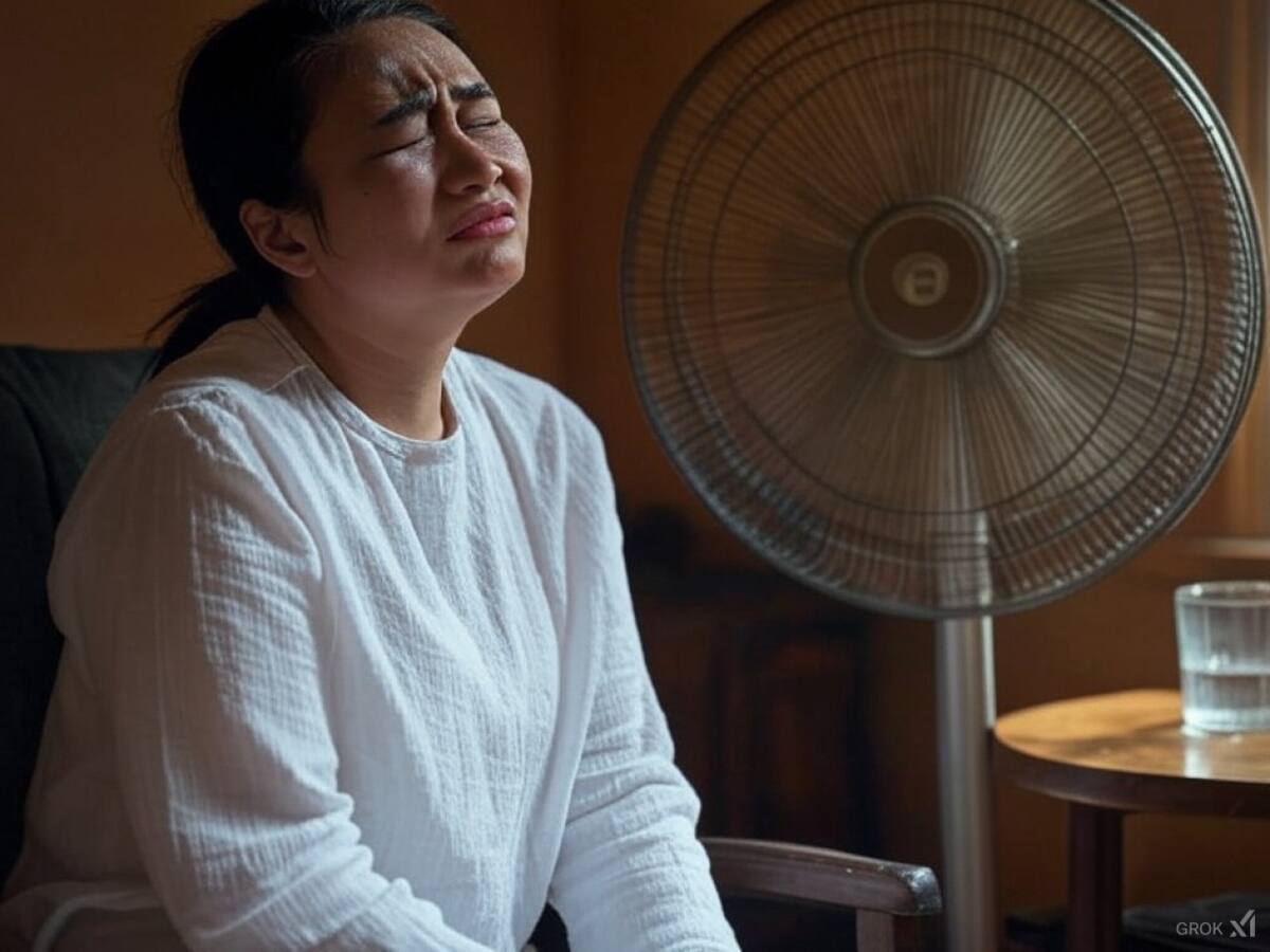 Calor, verano, ventilador. Foto: X/Grok.