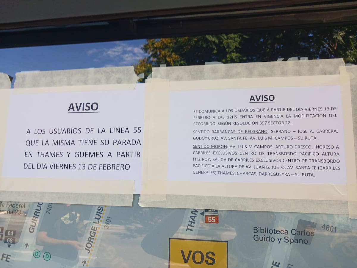Cambia el recorrido de la línea 55.