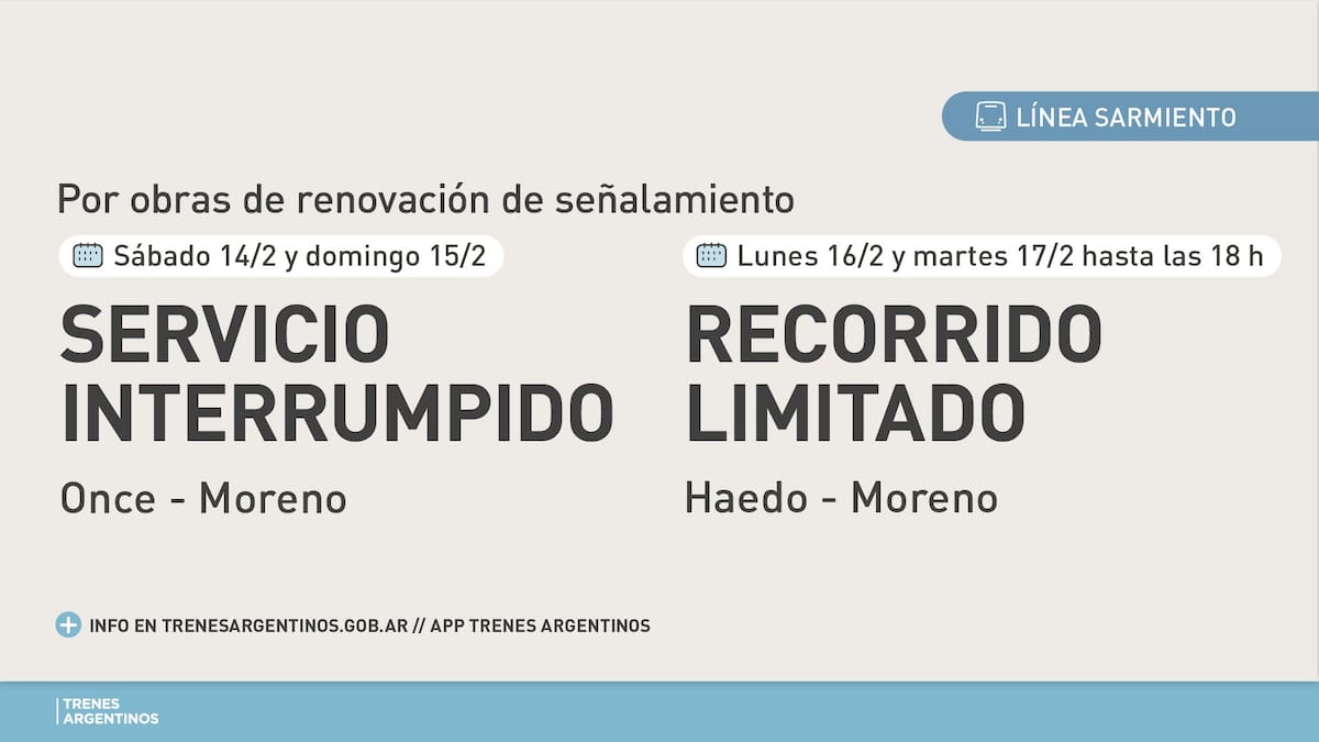 Cancelaciones e interrupciones en el tren Sarmiento por obras.