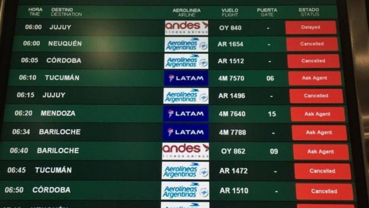 Cancelaciones y demoras en vuelos de todo el país