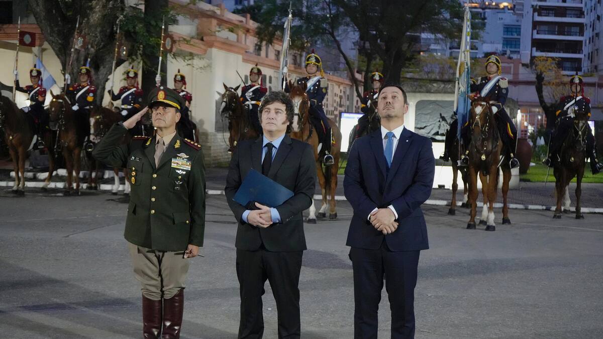 Carlos Presti, Javier Milei y Luis Petri.