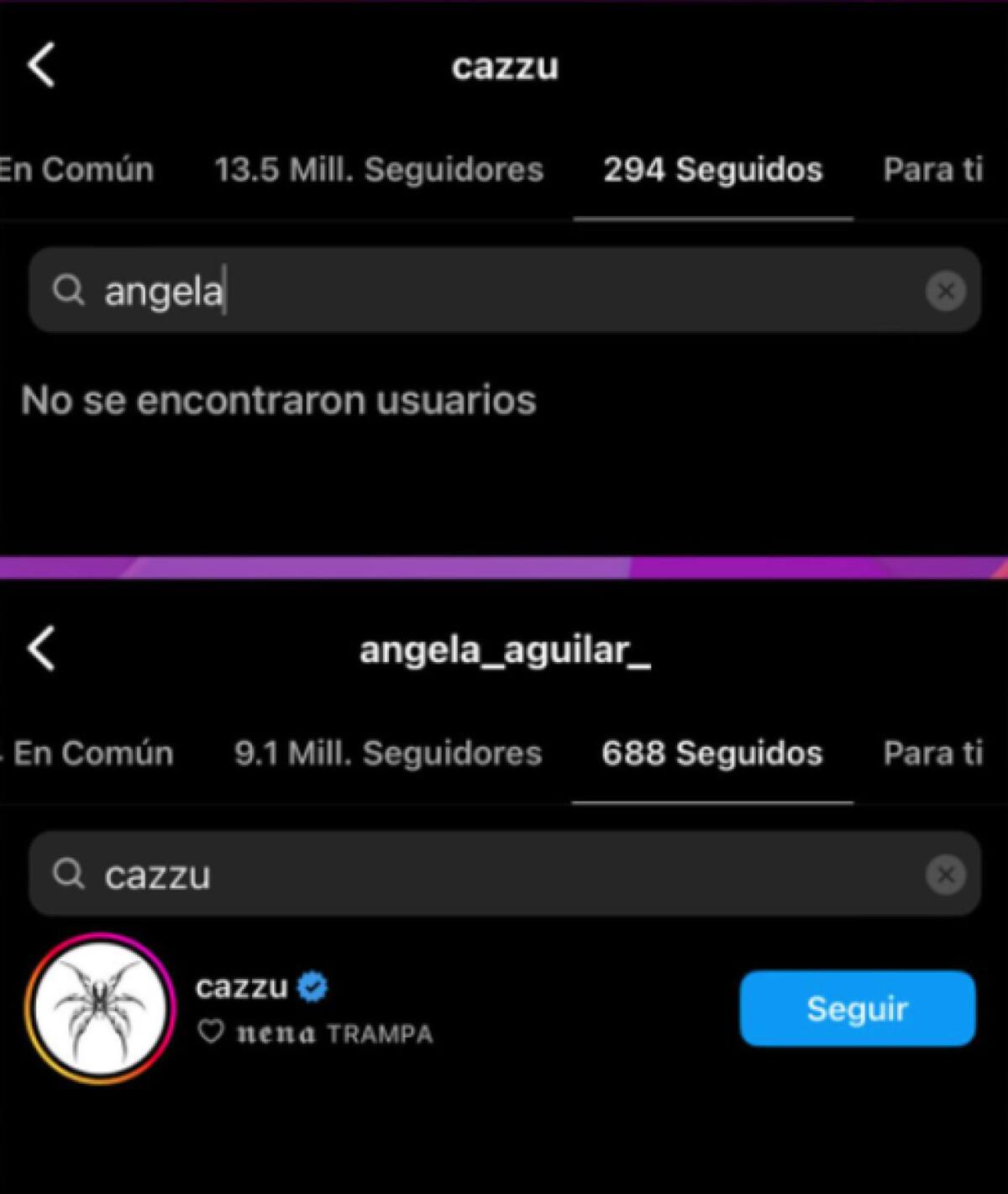 Cazzu dejó de seguir a Ángela Aguilar. Foto: Captura.