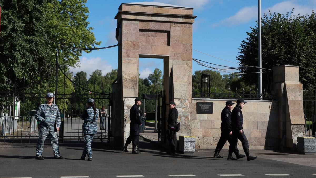 Cementerio Serafímovskoe, operativo por sepelio de Yevgueni Prigozhin. Foto: Reuters.