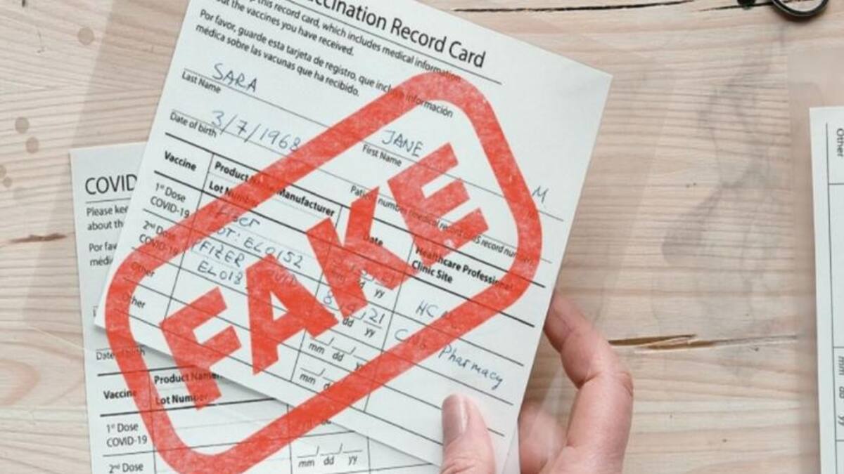 Certificado de vacunación falso, foto NA