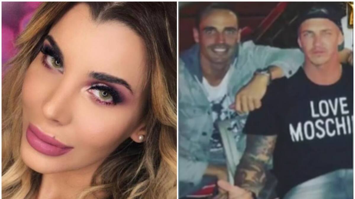 Charlotte Caniggia y su novio junto al empresario asesinado. Fotos: archivo - captura América TV.