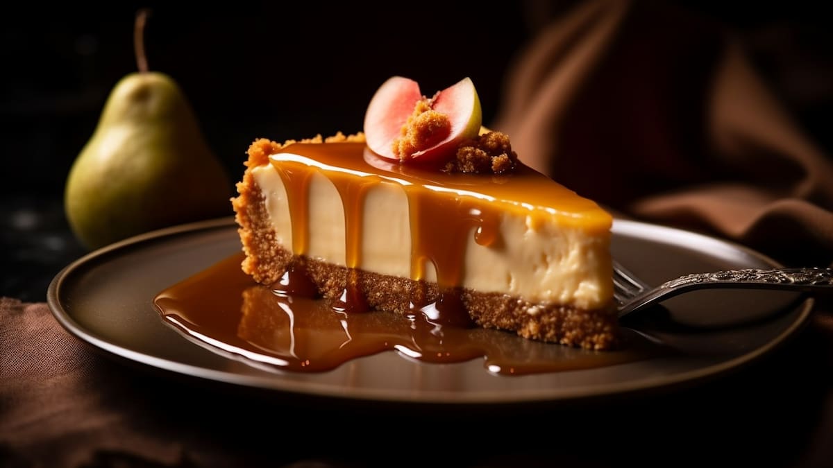 Cheesecake de dulce de leche y queso.