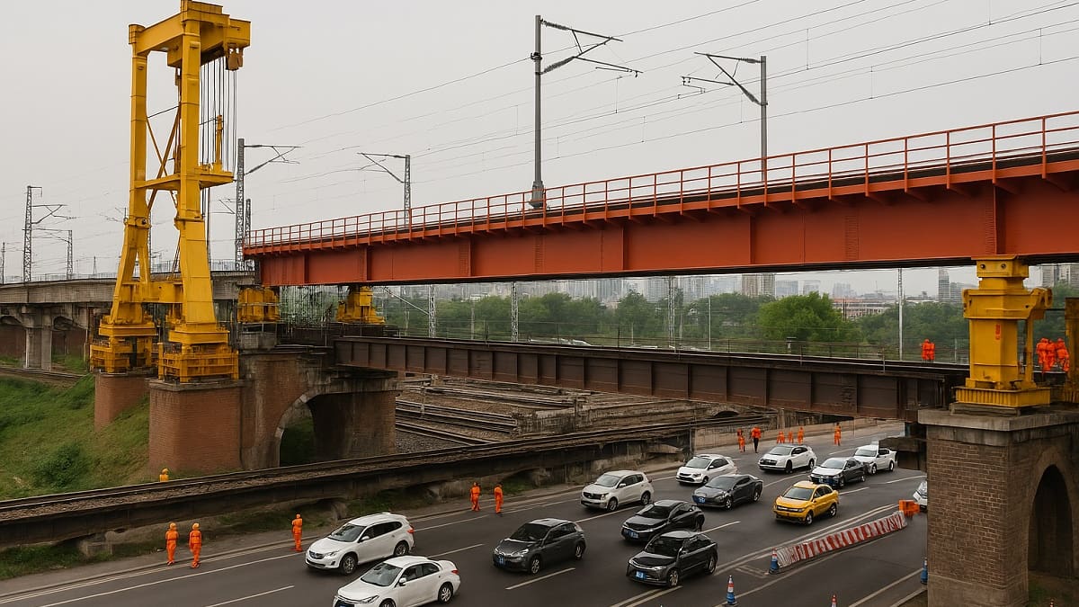 China reemplazó un viejo puente ferroviario de 650 toneladas en solo 24 horas: lo lograron sin detener el tráfico