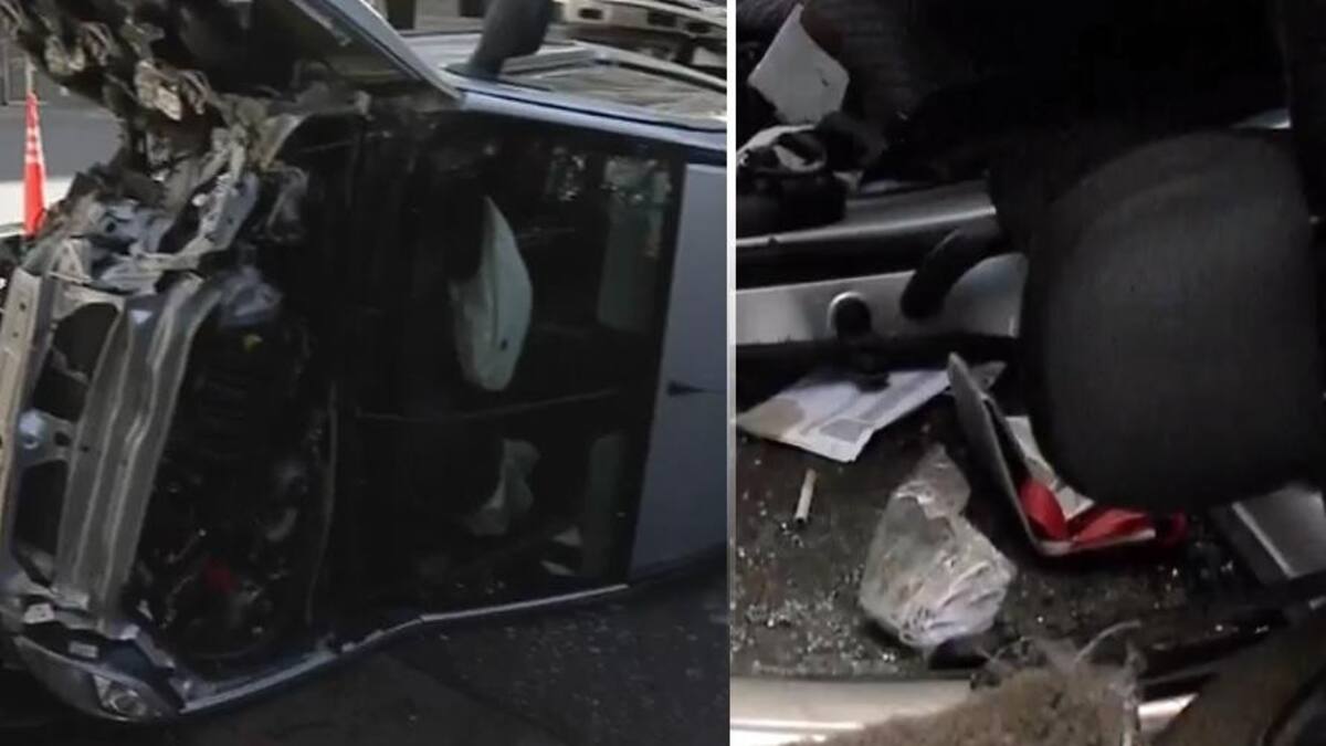 Choque y vuelco en Almagro - Billetes en el auto