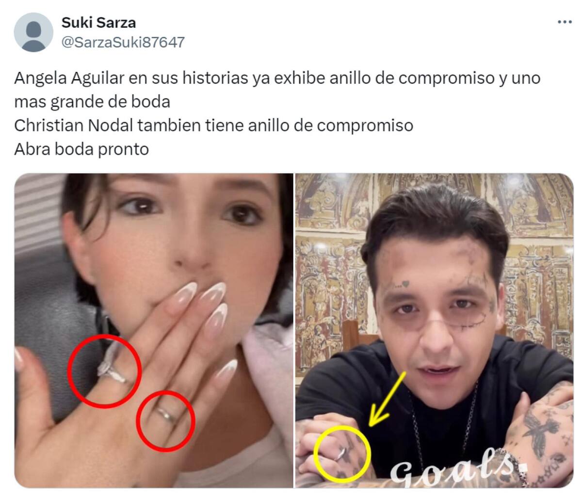 Christian Nodal y Ángela Aguilar se habrían casado en secreto. Foto: X.