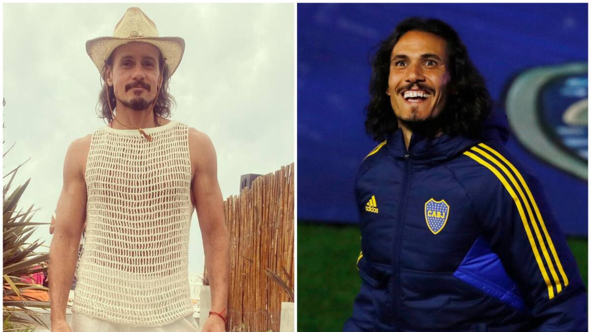 Christian Sancho y Edinson Cavani. Fotos: Instagram - Reuters.