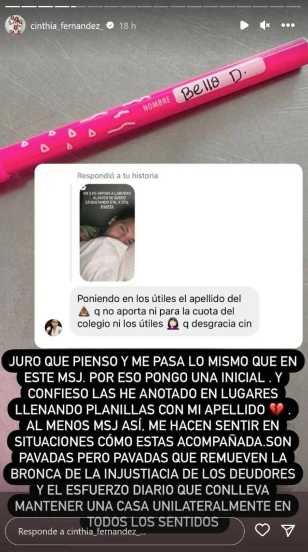 Cinthia Fernández indignada. Foto: Instagram.