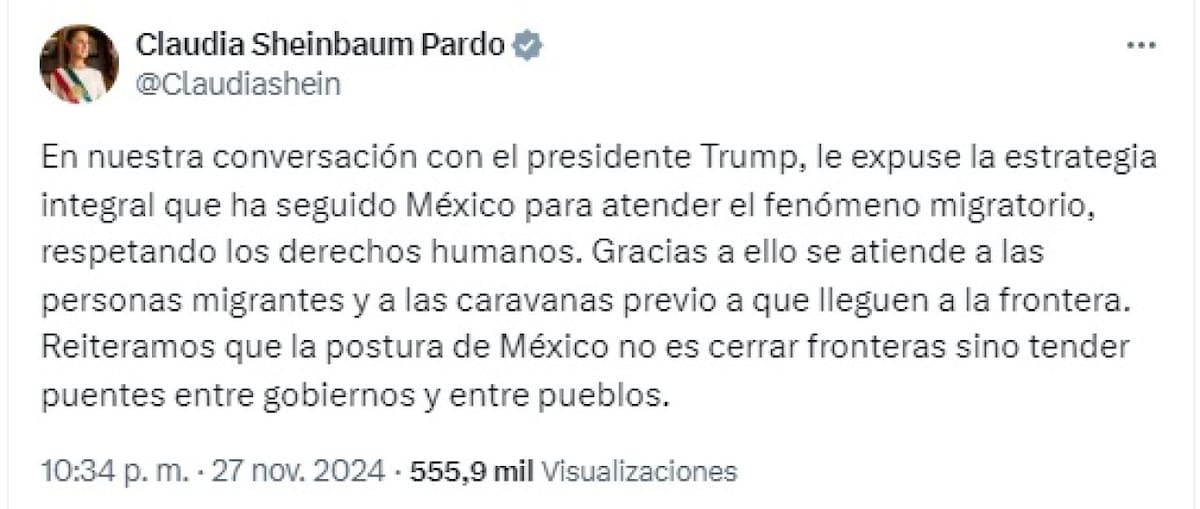 Claudia Sheinbaum descartó el cierre de fronteras entre Estados Unidos y México. Foto: Captura.