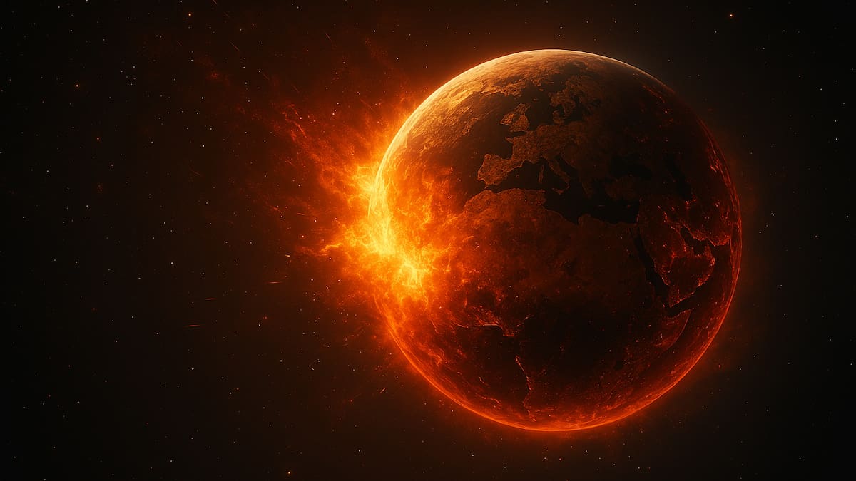 Colapso de la tierra. Imagen generada por IA por Canal 26.