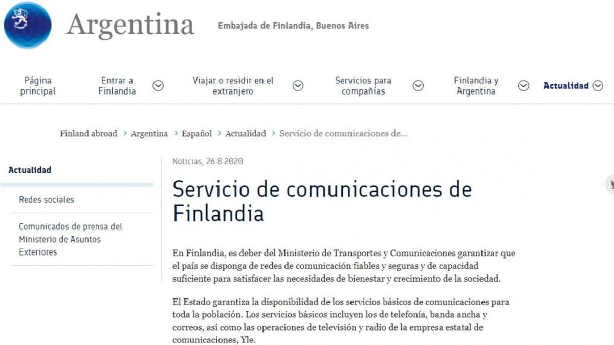 Comunicado, Servicio de comunicaciones de Finlandia