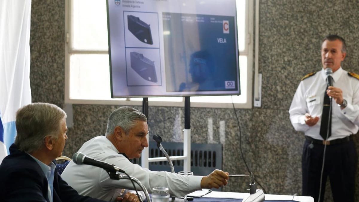 Conferencia de prensa de Aguad y la Armada Argentina tras hallazgo del ARA San Juan (Reuters)