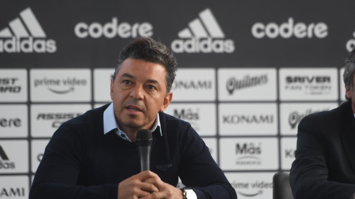 Conferencia de prensa de Marcelo Gallardo. Foto: Telam.