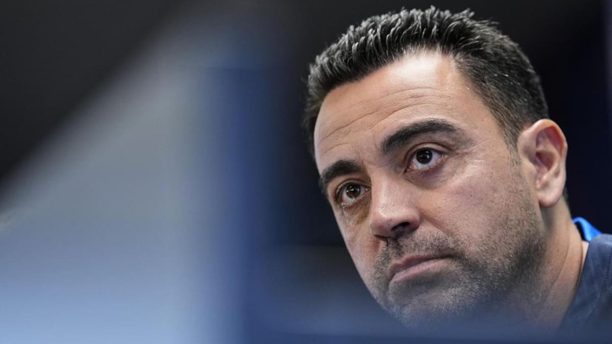 Conferencia de prensa de Xavi. Foto: EFE.