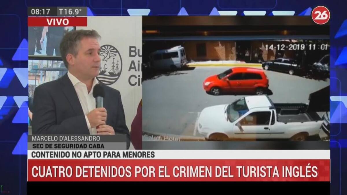 Conferencia de prensa por crimen de turista inglés, Canal 26