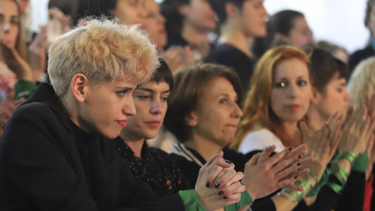 Conferencia de presa de Actrices Argentinas en el Hotel Bauen, Anahí de la Fuente, NA