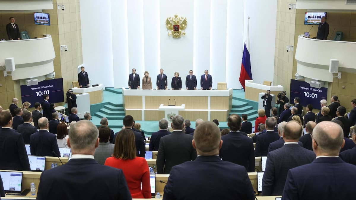 Consejo de la Federación de Rusia, la cámara alta del parlamento de Rusia, para fijar la fecha Para las próximas elecciones presidenciales rusas, en Moscú, Rusia. EFE