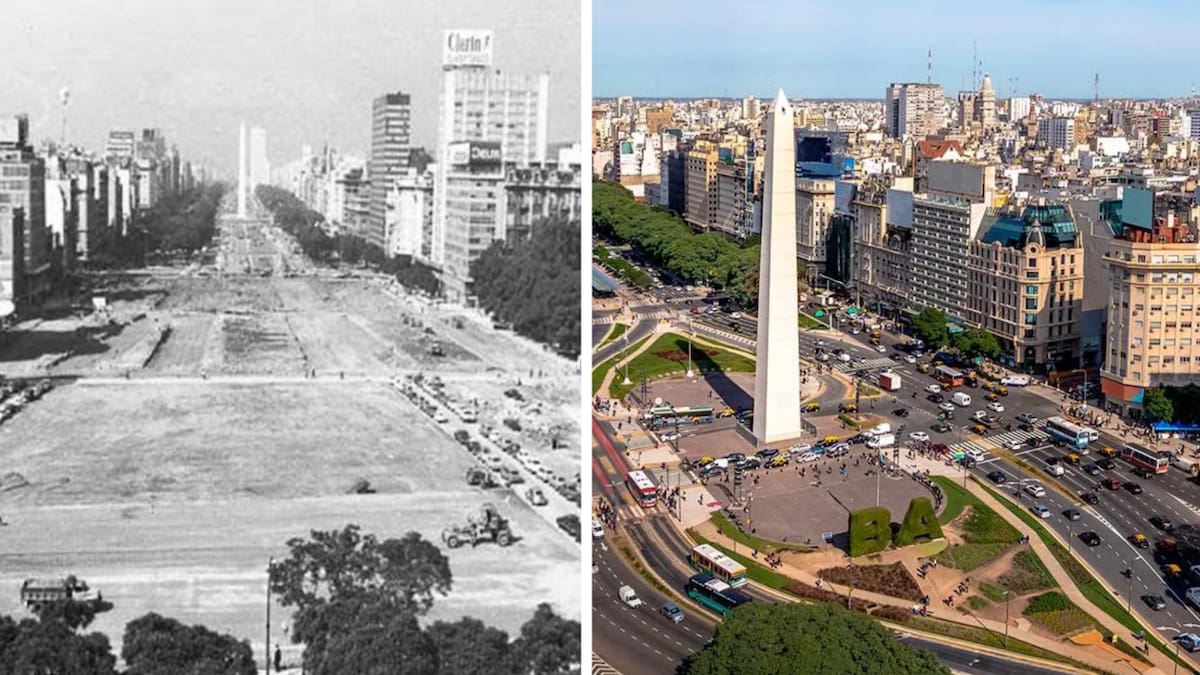 Construcción de la 9 de Julio, antes y después