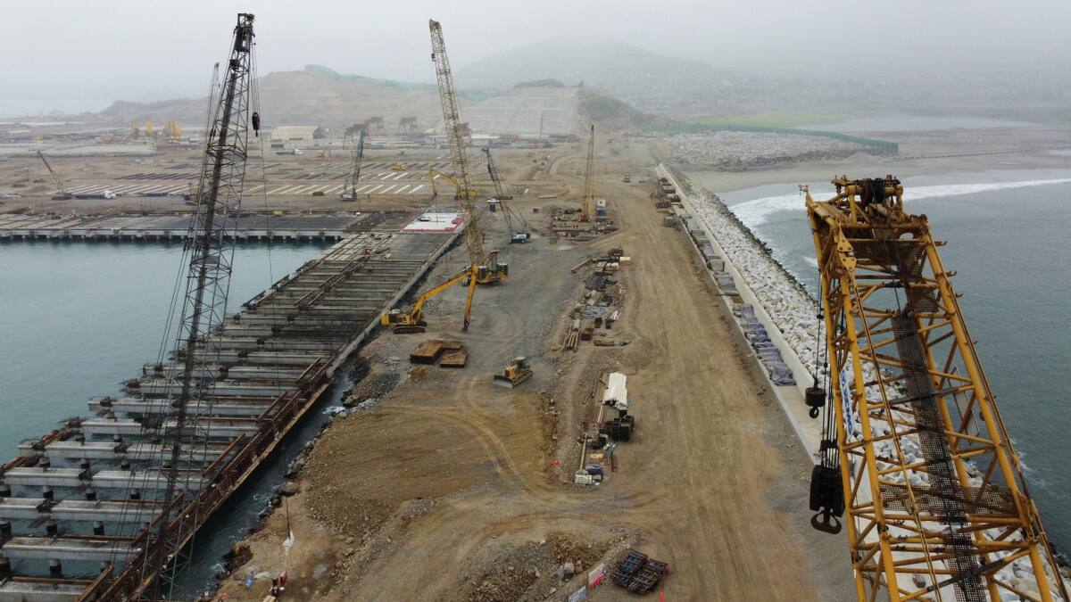 Construcción del megapuerto de Chancay, en Perú. Foto: Reuters.
