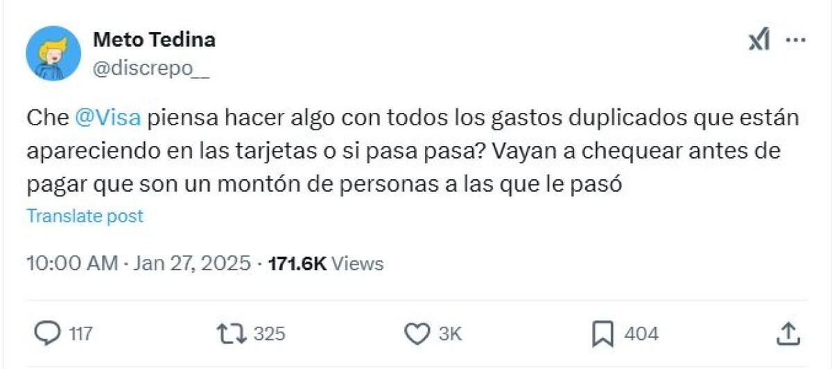 Consumos duplicados en tarjetas de crédito. Captura X.
