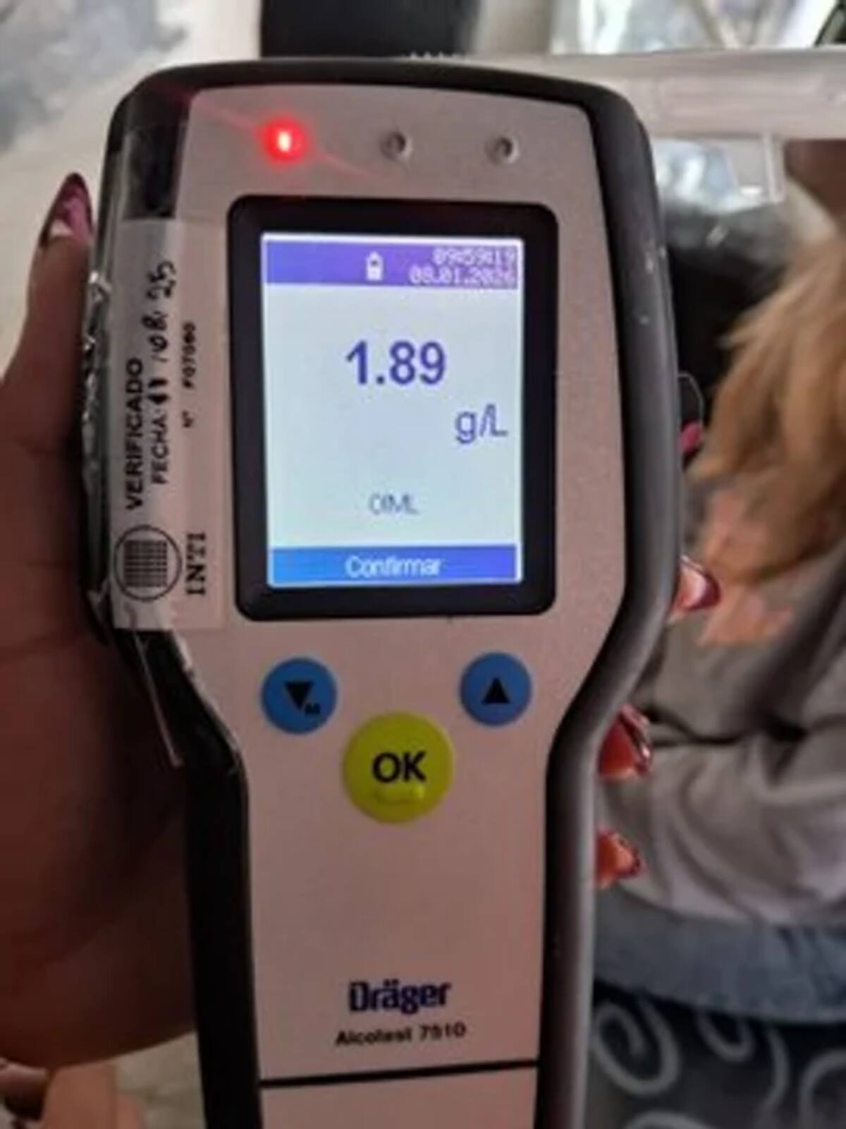 Control de alcoholemia positivo de Maria Eugenia Rolon, la novia de Iñaki Gutiérrez.