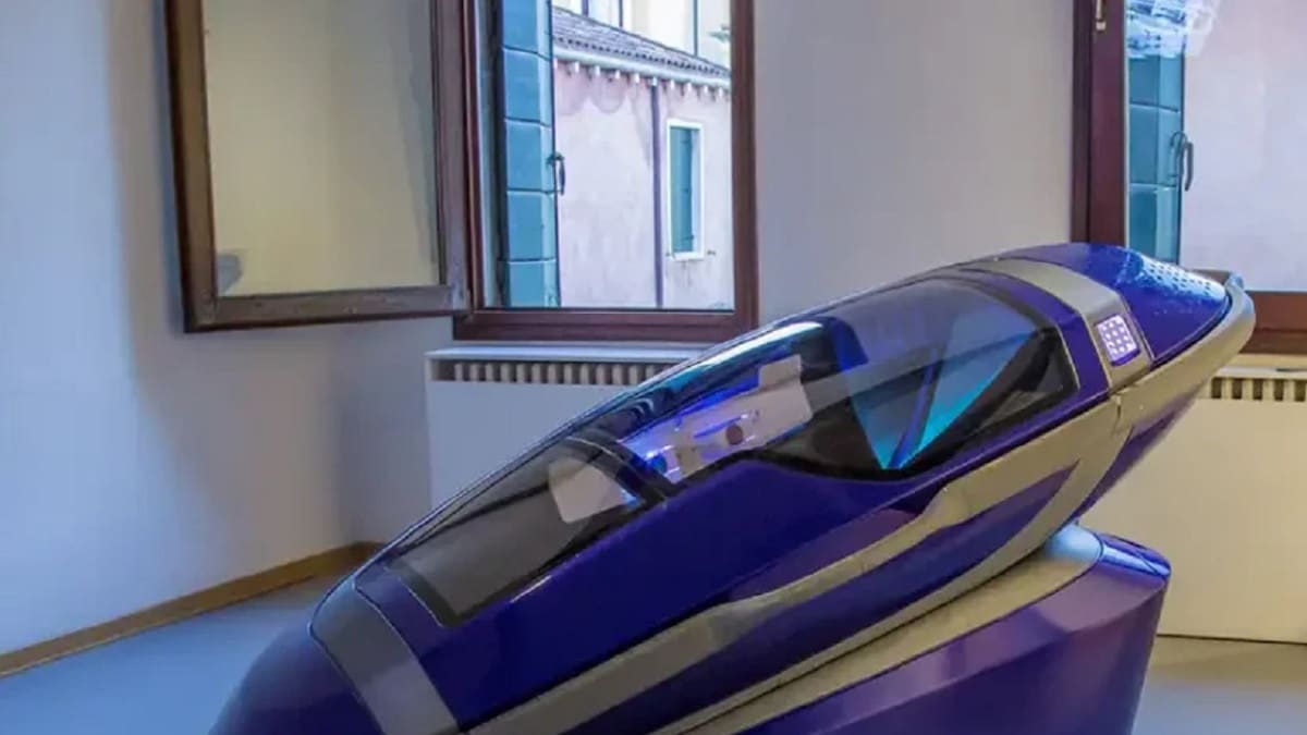 Controvertida cápsula suicida Sarco. Foto: Noticias Argentinas