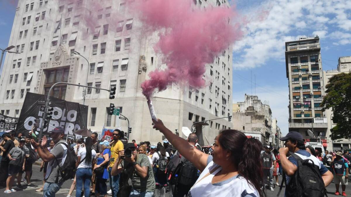 Corte en la 9 de julio de Unidad Piquetera. Foto: Telam.