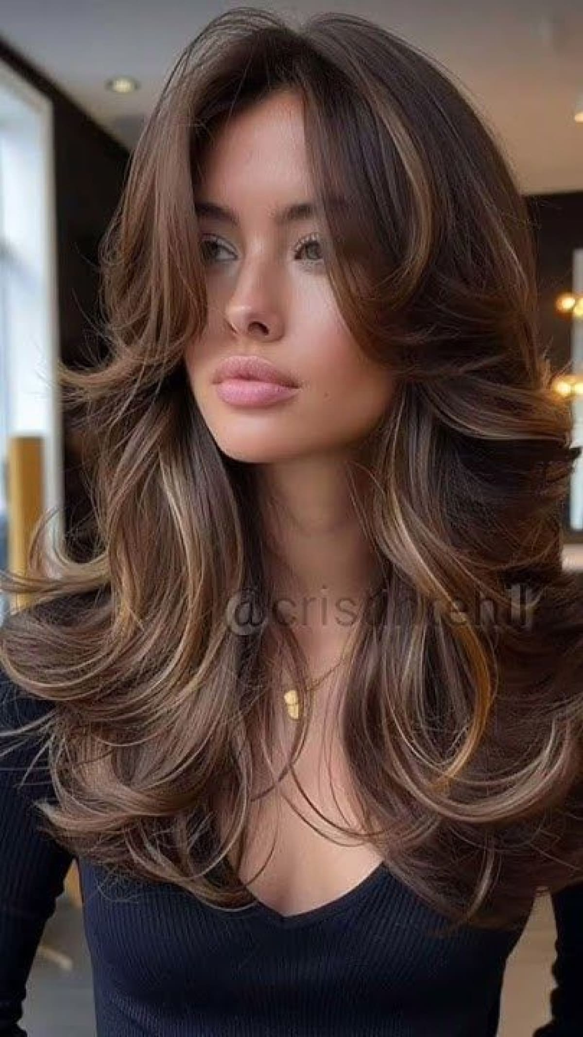 Corte mariposa cabello largo. Foto Pinterest