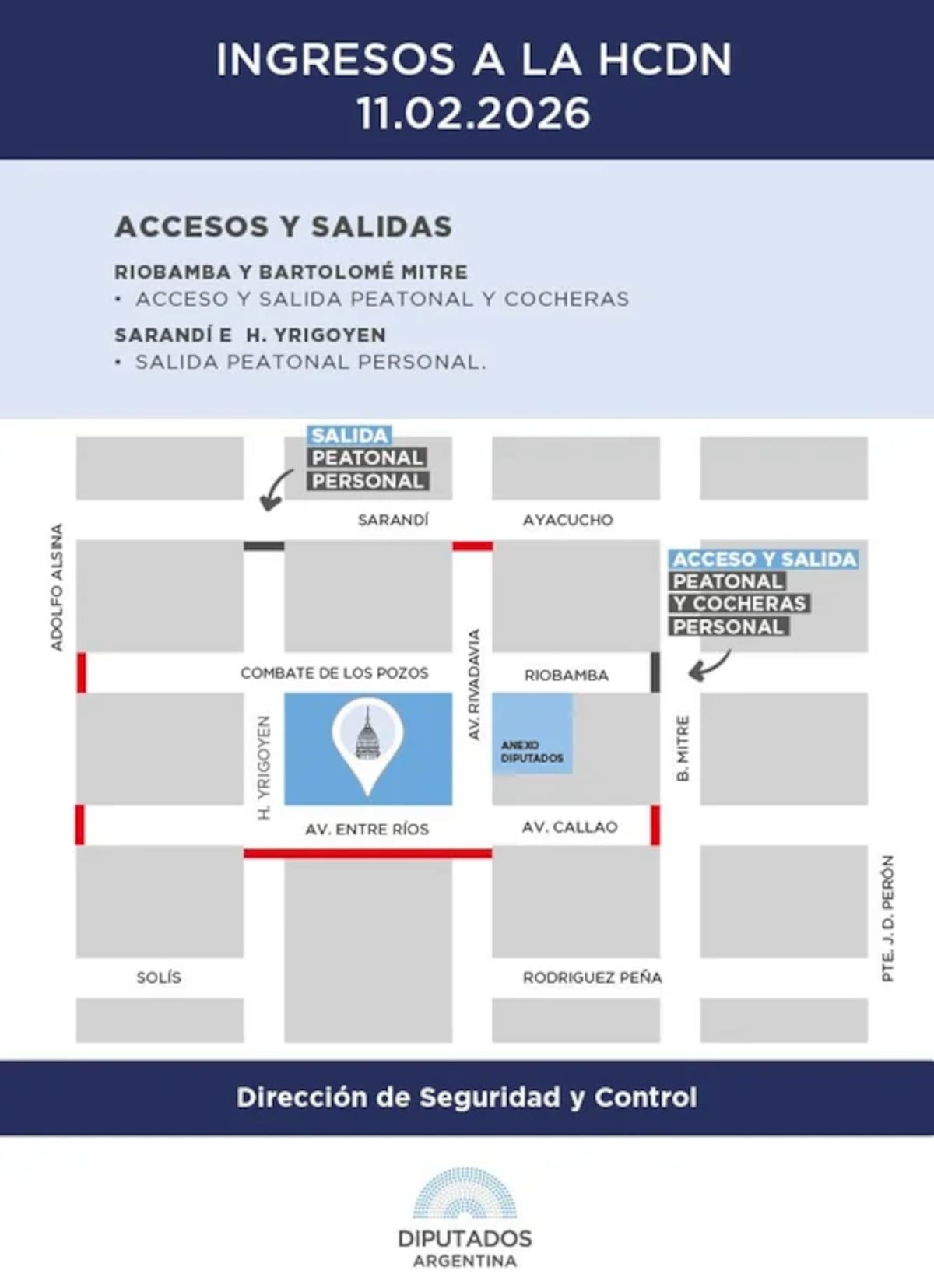 Cortes e ingreso al Congreso de la Nación para la sesión del tratamiento de la reforma laboral.