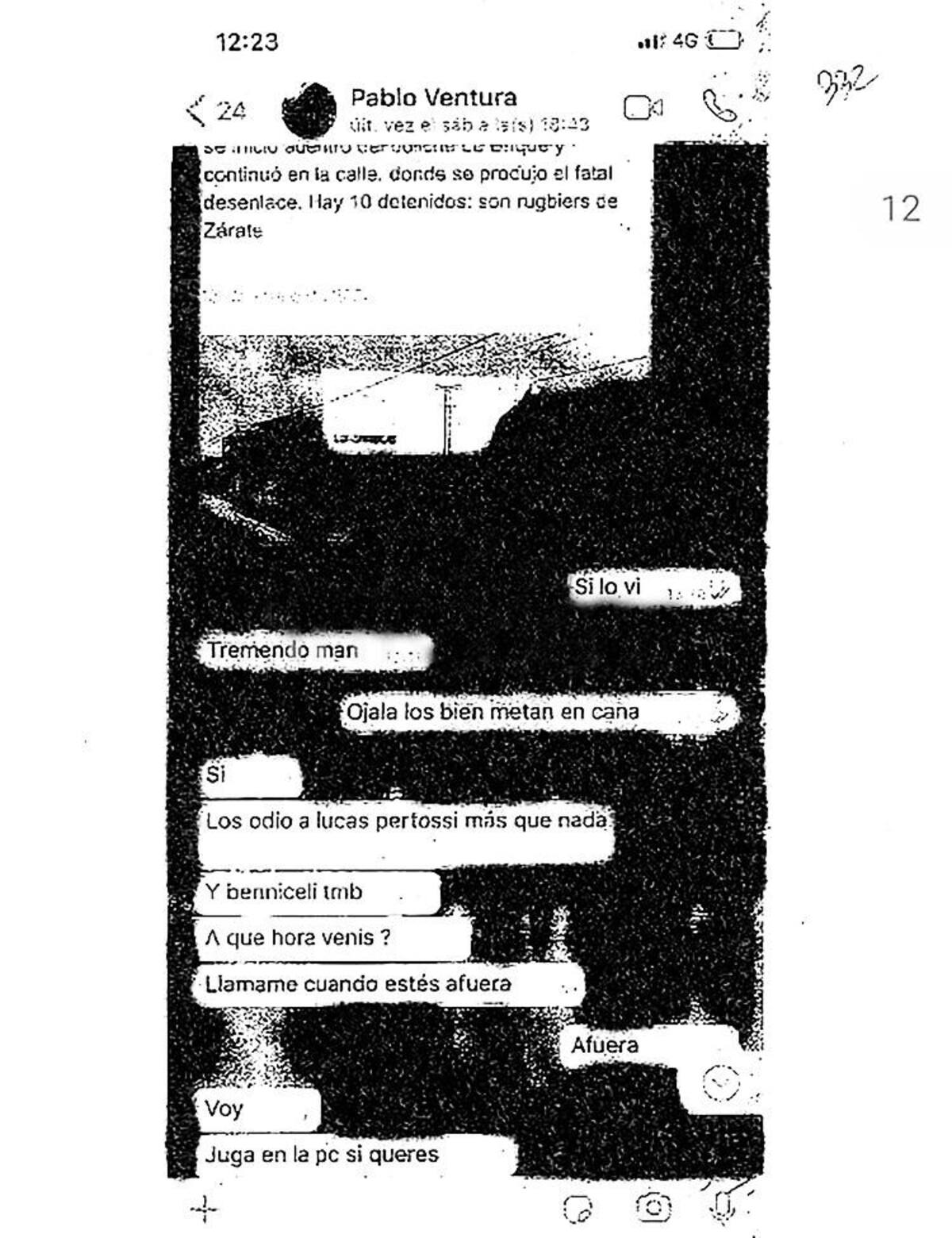 Crimen en Villa Gesell, whatsapp de Pablo Ventura