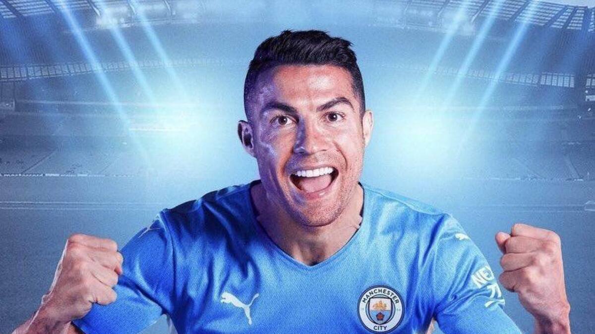 Cristiano Ronaldo con la camiseta del Manchester City