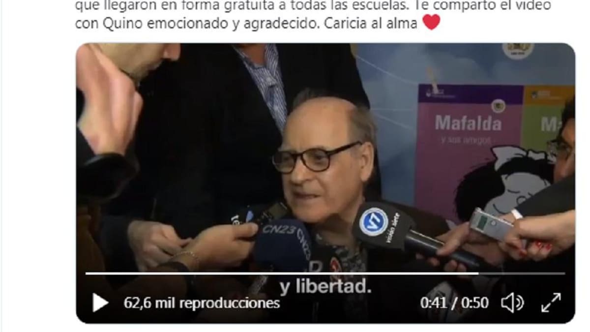 Cristina Fernández rinde homenaje a Quino y Mafalda en Twitter