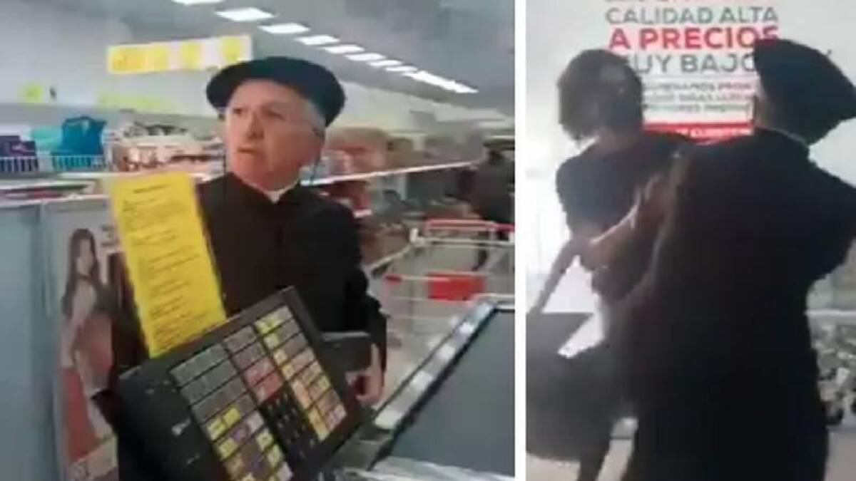 Cura a los golpes por no usar barbijo en supermercado, Colombia