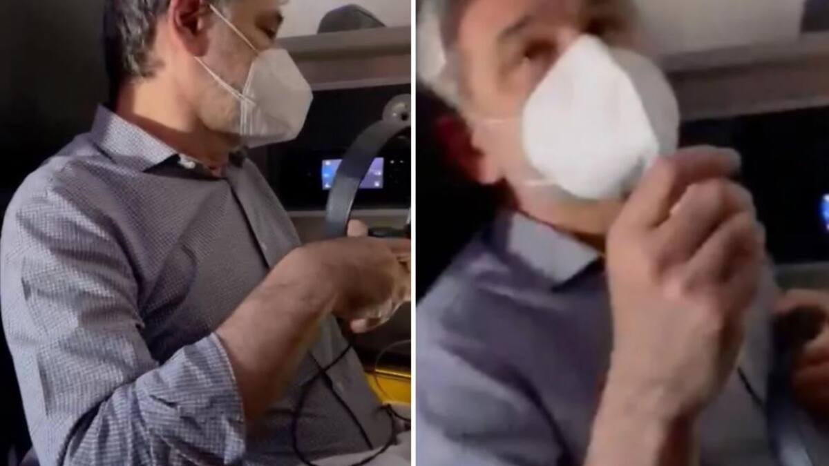 Daniel Filmus, escrache en pleno vuelo, captura video