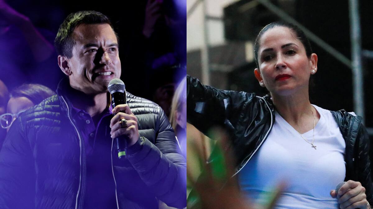 Los candidatos a presidente en Ecuador: Daniel Noboa y Luisa González. Fotos: Reuters/Karen Toro y Henry Romero.