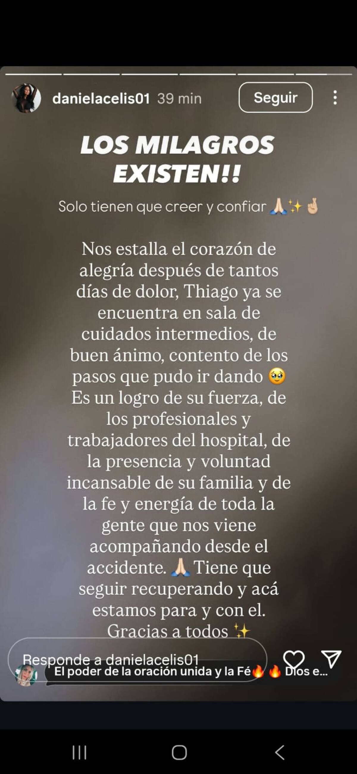Daniela Celis contó las novedades sobre la salud de Thiago Medina.