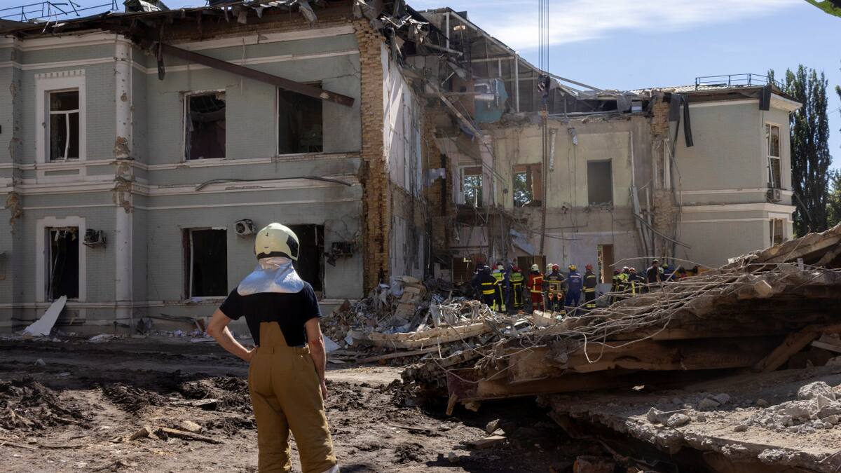 Daños en el hospital infantil en Ucrania que atacó Rusia. Foto: Reuters.