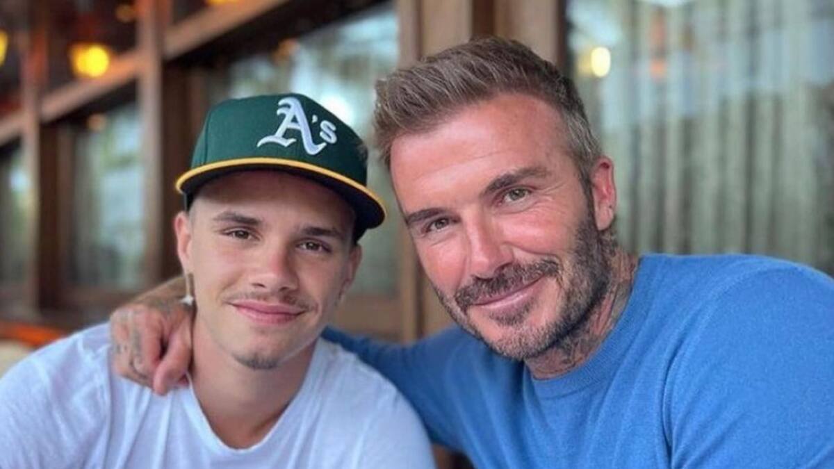 David Beckham junto a su hijo Romeo. Foto: Instagram @romeobeckham.