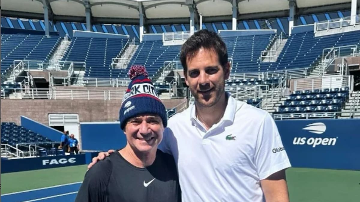 Del Potro y Agassi en la previa de la final del US Open. Foto: NA.