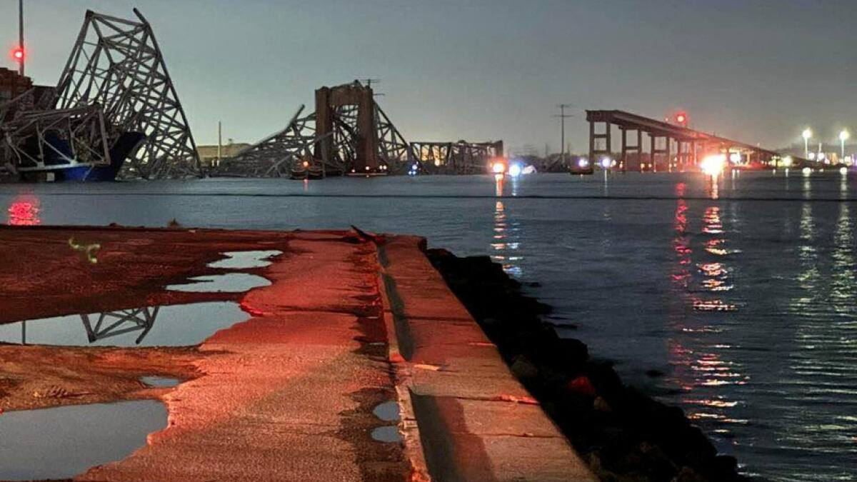 Derrumbe del puente de Baltimore, Estados Unidos. Foto: Reuters.