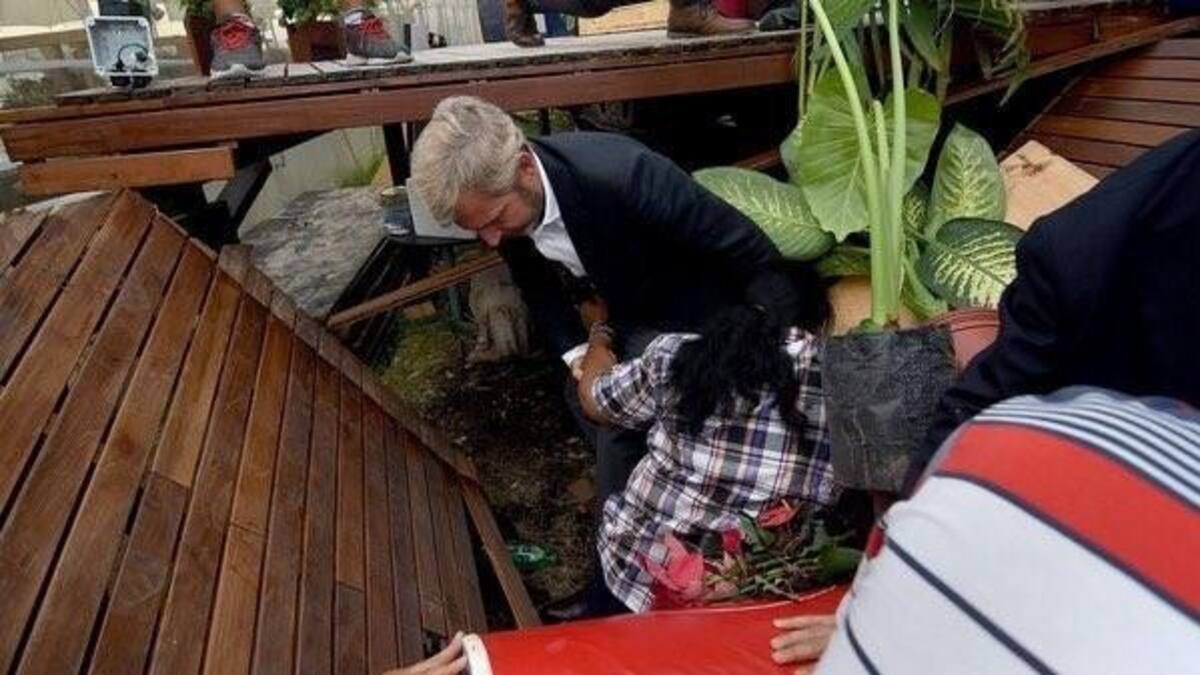 Derrumbe en restaurante de Margarita Barrientos