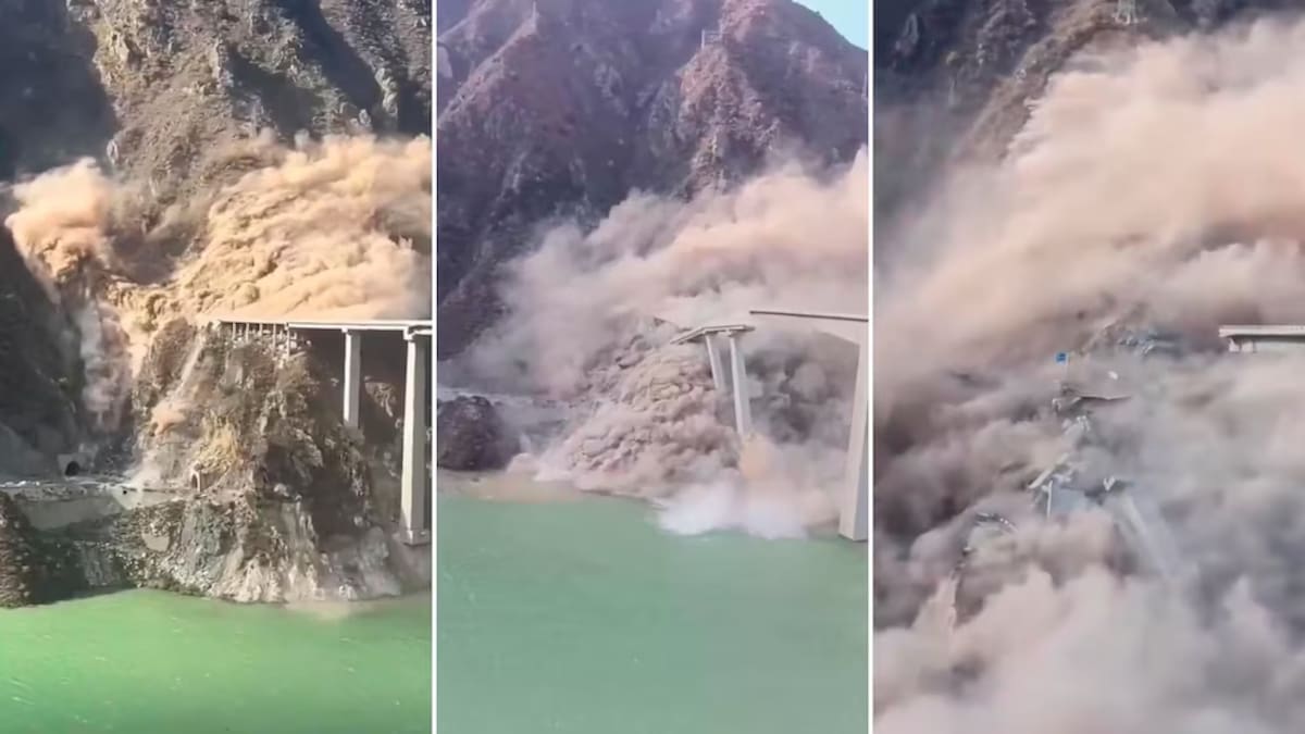 Derrumbe en un puente de China.