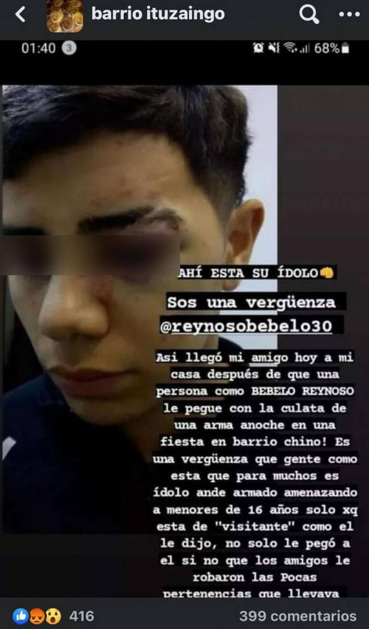 Descargo del joven agredido por