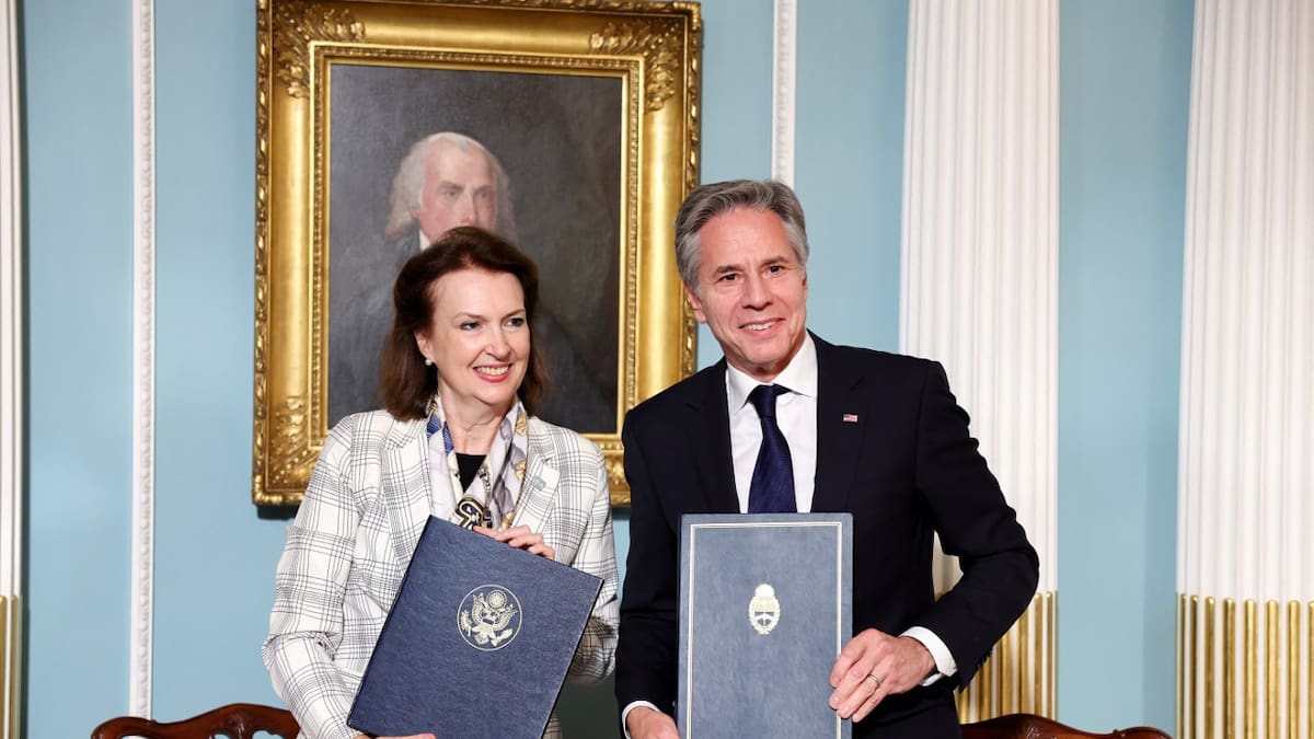 Diana Mondino y Antony Blinken. Foto: Reuters